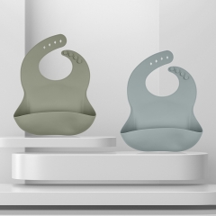 Solid color Baby Bib Adjustable waterproof and dishwasher