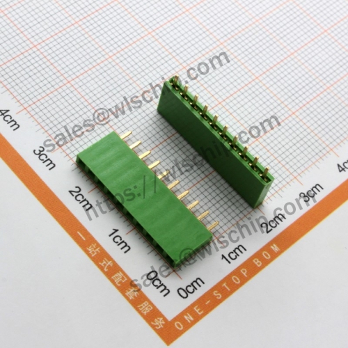 Single Row Female Pin Header Socket Female Pitch 2.54mm 1x10Pin Green