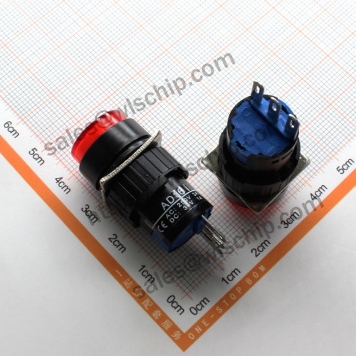L16A switch 3Pin self-locking red no light round self-resetting power button switch