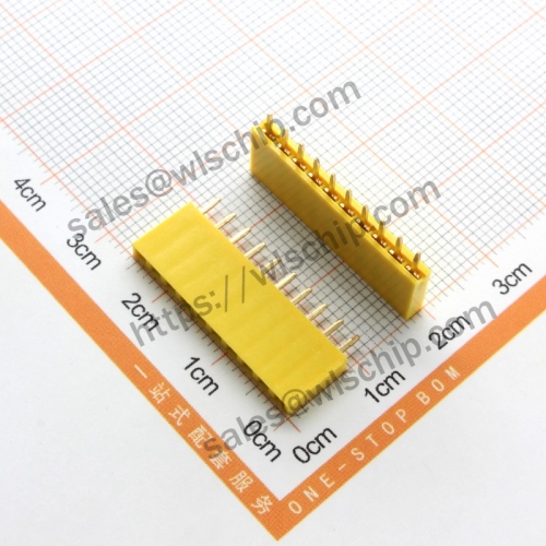 Single row female pin header socket female 2.54mm pitch 1x10Pin yellow