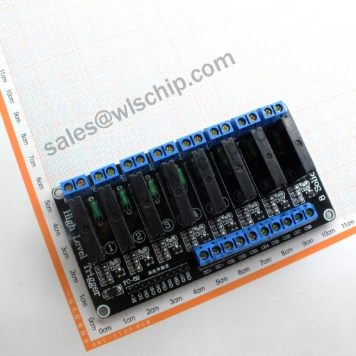 8-ch 12V high-level solid-state relay module with fuse