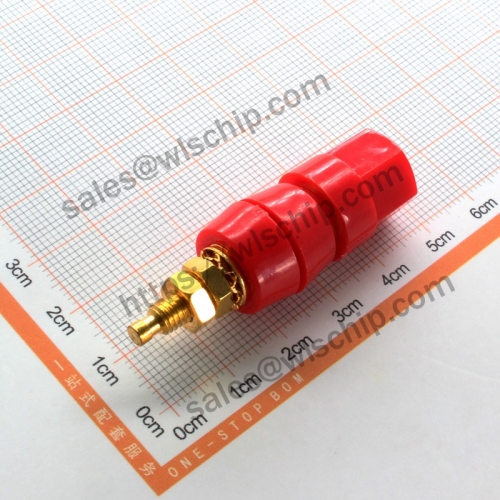 Power terminals Pure copper gold plated High-current terminals Banana plug socket Single hexagon terminal Red
