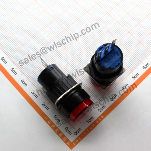 L16A switch 3Pin no lock red no light round self-resetting power button switch