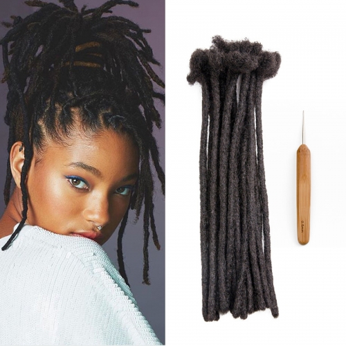 14 Inch Hot Style High Quality Afro Kinky Human Hair Crochet Dreadlock Extensions ( Free crochet hook + Free shipping)