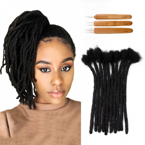 0.6CM Hot Style High Quality Afro Kinky Human Hair Crochet Dreadlock Extensions (Free crochet hook + Free shipping)