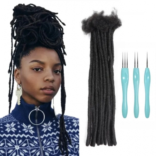 16 Inch Hot Style High Quality Afro Kinky Human Hair Crochet Dreadlock Extensions ( Free crochet hook + Free shipping)