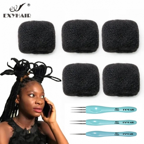 16 inch Tight Afro Kinky Bulk 100% Human Hair for Ideal to Make/ Repair Afro Hair Braids, Dreadlocks Extension, Afro Twist