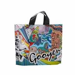Custom printed biodegradable plastic soft Loop tote plastic shopping bag gift bag