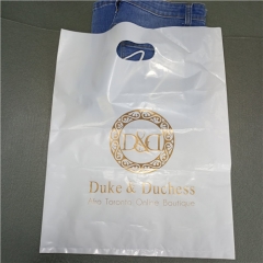 OEM Custom print hdpe die cut handle carry poly apparel plastic Thick environmentally friendly compostable shopping bag