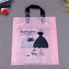 Logo Printing Patch Handle Packaging biodegradable soft loop handle plastic shopping bag for clothing