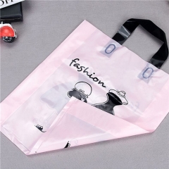 Custom Printed Black White Striped Customizable Plastic Bags Shopping Bag Handle Plastic Gift Bag