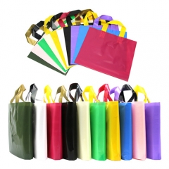 Reusable LDPE/HDPE Shopping bag gold logo print soft loop handle bag for shopping