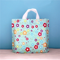 Custom printed biodegradable plastic soft Flexi-Loop tote shopping bag gift bag