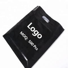Custom logo printed packaging biodegradable plastic bag with punch hole handle for shopping clothing