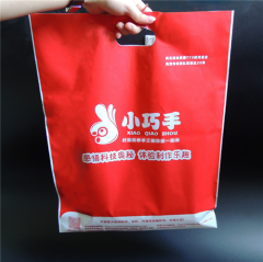 Wholesale custom die cut handle bag plastic shopping bags black for cloth packaging