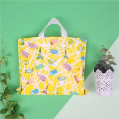 Reusable LDPE/HDPE Shopping bag gold logo print soft loop handle bag for shopping