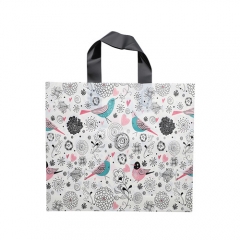 Customized logo Shopping and garment packaging soft loop tote plastic shopping bag