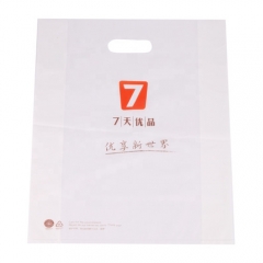 Custom Logo Design Printed biodegradable Punch Hole Handle Shopping Plastic Die Cut Bags