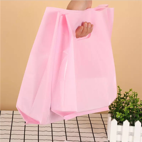 Custom degradable polyethylene die cut handle square bottom plastic bags for shopping clothing