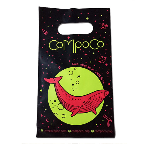 OEM Wholesale Customized Thick environmentally friendly compostable degradable PE Plastic Shopping Die Cut Handle Bag