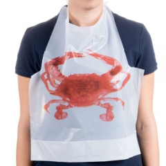 2021 Manufacturer Custom Disposable Plastic Pe Crab Lobster Adult Bib Disposable Printed Red Crab Plastic Bib