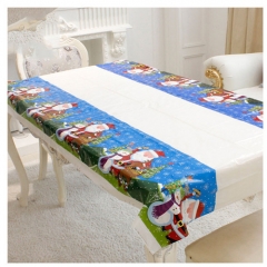 Home Use Snowman Printed Christmas Tablecloth Rectangular Customized Waterproof Table Cover Cloth Plastic