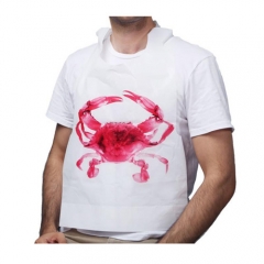 Factory Custom Printed Lobster Crab Sea Food Bib Dinning Apron Disposable Plastic Restaurant Bib