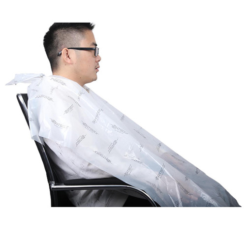 Custom Wholesale Salon Barber Hairdressing PE Plastic Hair Cutting Disposable Cape 110*130 120*150cm