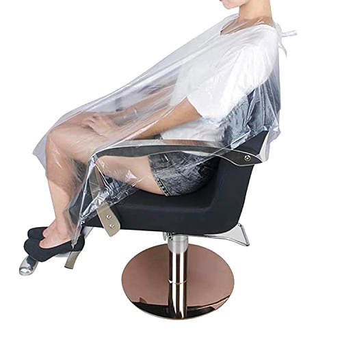Factory Wholesale Clear Plastic Hair Cutting Salon Capes Aprons Disposable Barber Cape 120*150 cm