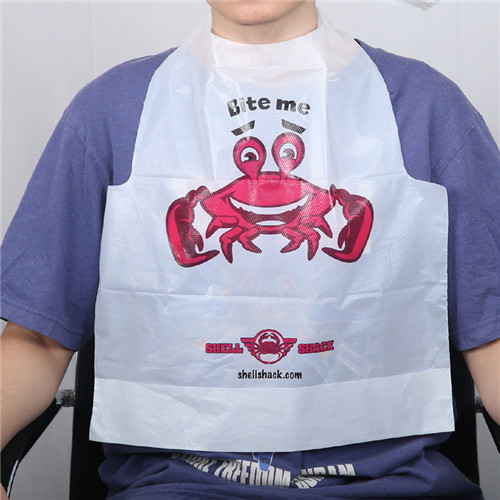 Custom Lobster Crab Sea Food Dinning Apron Disposable Plastic Restaurant Bibs For Adults