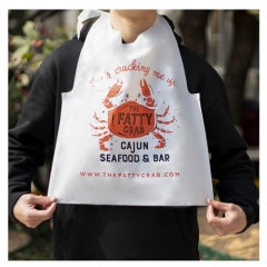 Custom Plastic Adult Bibs Restaurant Use Disposable Plastic Bib With Lobster