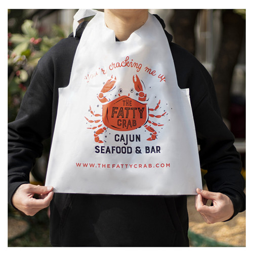 Manufacturer Custom Wholesale Restaurant Use Disposable PE Crab Bib For Protecting Clothes