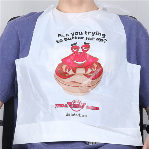 Custom Wholesale Adult Apron Restaurant Use Plastic Seafood Disposable Bibs