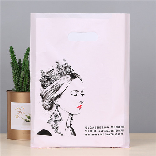 Makeup PE Material Shopping Plastic Bags Die Cut Handle Bags With Custom Logo