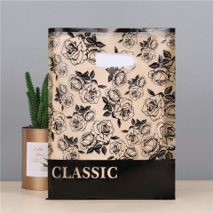 Manufacturer Custom Black Small Die Cut Plastic Bags With Shoelace Packaging