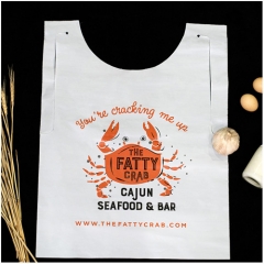 Custom Printed Sea Food Lobster Crab Dinning Apron Disposable Plastic Restaurant Bib For Adults