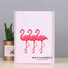 Factory Clear Plastic Packaging Bag Pink Shopping Carry Die Cut Bag Custom Poly Bags With Handle