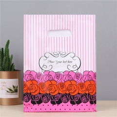 Factory Clear Plastic Packaging Bag Pink Shopping Carry Die Cut Bag Custom Poly Bags With Handle