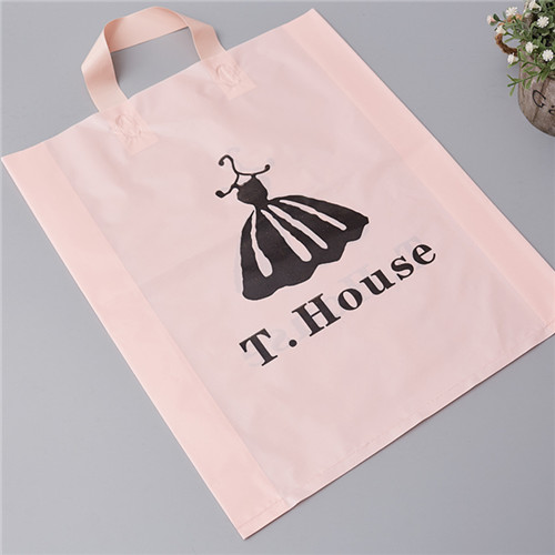 Biodegradable Poly Plastic Soft Loop Handle Shopping Packaging Bag With Custom Print Logo