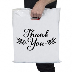 Factory Custom Logo Printed Recyclable Die Cut Carrier Punch Tote Plastic Shopping Bag Wholesale