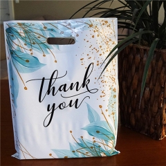 Wholesale Color Printed OEM Thank You Die Cut Handle Plastic Shopping Carrier Bag For Grocery