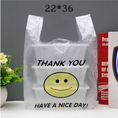 Supermakert Carry Out Poly Tote Custom Printed Shopping Plastic Vest Handle Carrier T-Shirt Packaging Bags