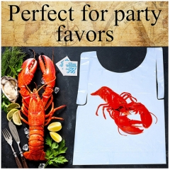 Custom Logo Lobster Crab Dinning Sea Food Apron Disposable Plastic Adult Bibs Waterproof For Restaurant