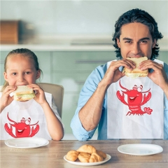 Custom Logo Lobster Crab Dinning Sea Food Apron Disposable Plastic Adult Bibs Waterproof For Restaurant