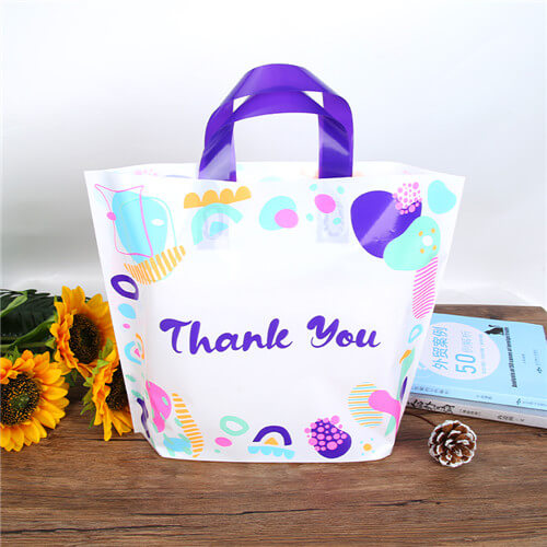 Eco Friendly Portable Large Capacity Folding Carrying Storage Bag Thank You Tote Bag Carry Plastic Shopping Bag