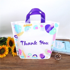 Custom Logo Design Eco Friendly Thank You Shopping Carrying Plastic Tote Bag For Clothes Cosmetics Packaging