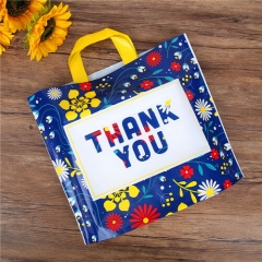 Custom Thank You Shopping Bags Loop Handle Clothing Boutique Plastic Retail Thank You Merchandise Shopping Bag