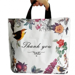 Thank You Soft Loop Handle Plastic Bag With Custom Logo Shopping Bag For Clothing Packaging