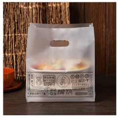 Wholesale Die Cut Bag Supermarket Hotel Clothing Coffee Store Restaurant Take Out Plastic Bag With Logos