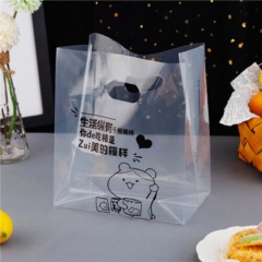 Die Cut Punching Patch Handle Plastic Bag Food Industry Service Bag Take Out Carry Bag For Restaruant